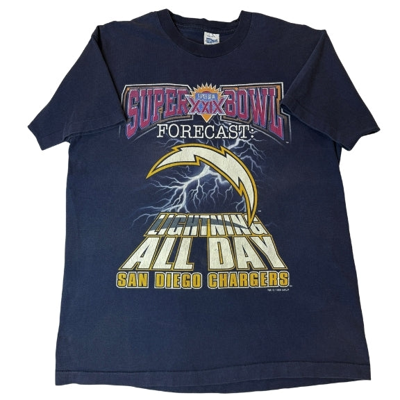 Vintage 1995 Super Bowl XXIX San Diego Chargers Lightning All Day tee, front