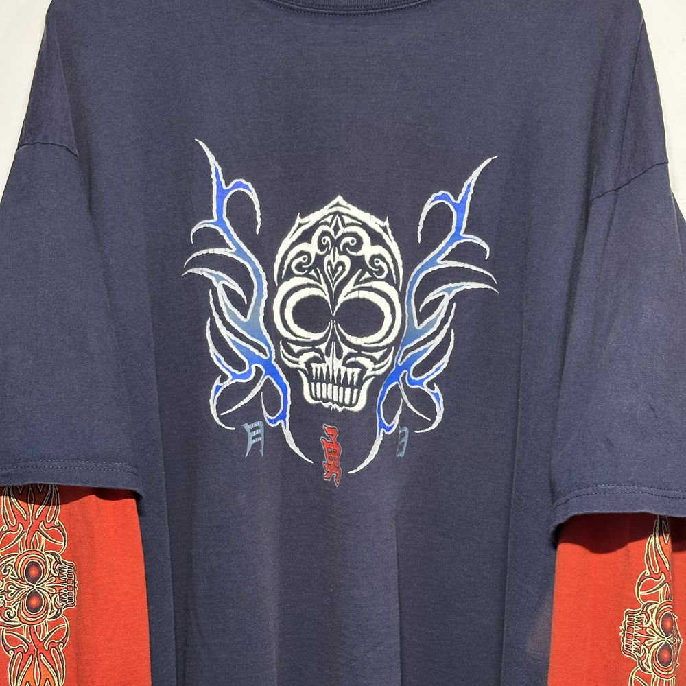 No Boundaries Tribal Skull Layered T-Shirt
