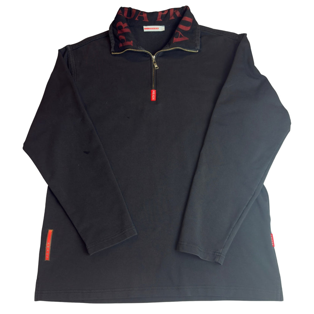 Vintage Prada Sport quarter zip black front