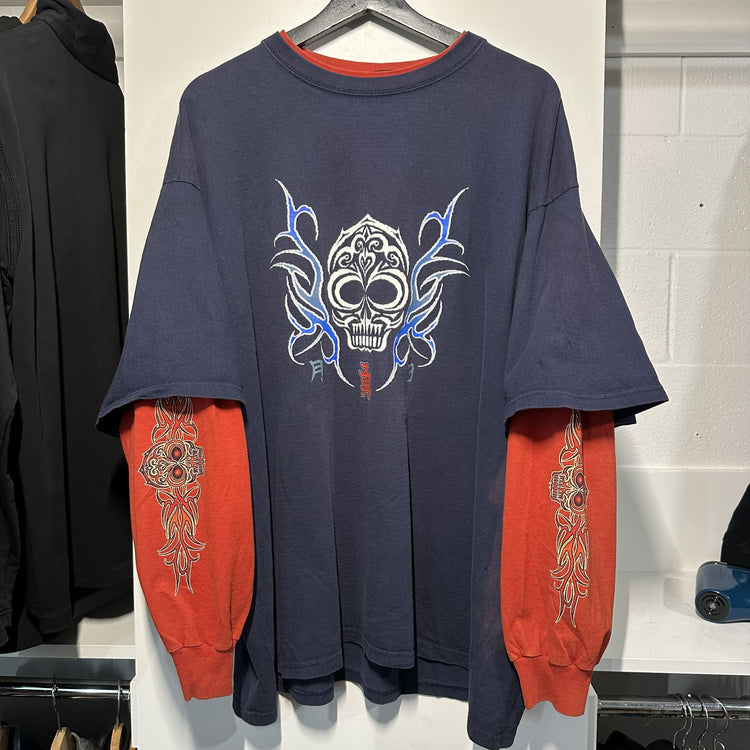 No Boundaries Tribal Skull Layered T-Shirt
