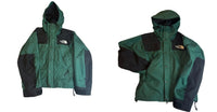 Vintage 90s The North Face Gore-Tex Mountain Jacket green, front and back