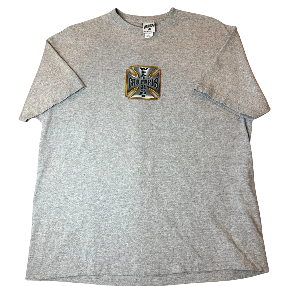 Vintage West Coast Choppers tee front with iron cross logo